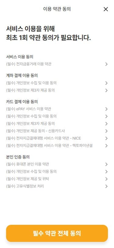 이용 약관 동의